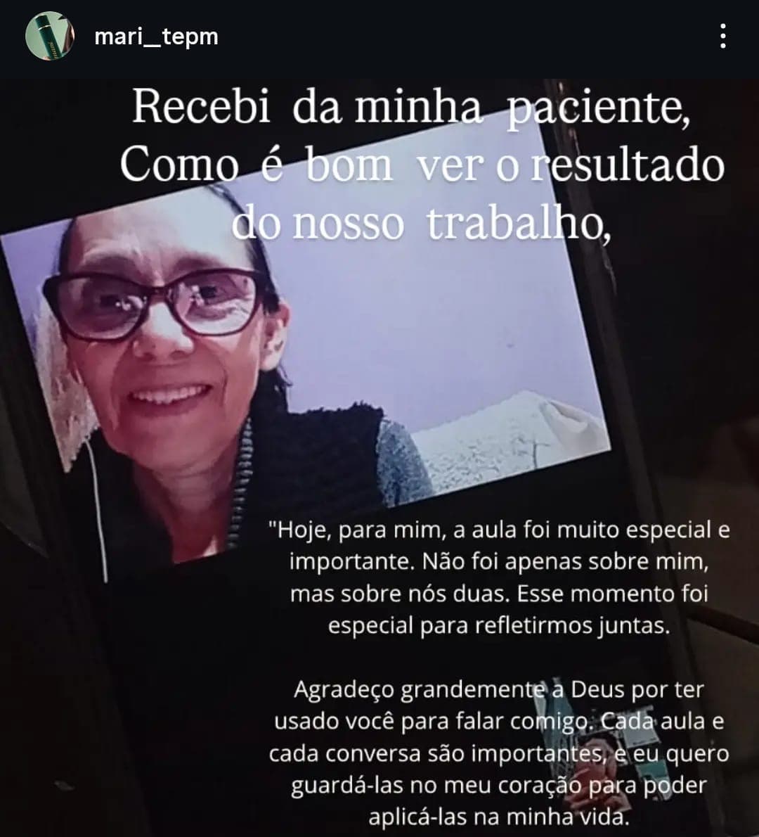 Depoimento de paciente sobre o acompanhamento com Mari Batista